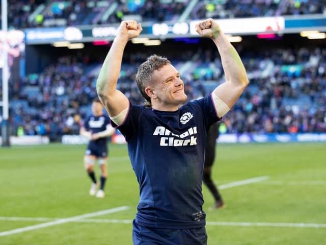  Scotland's Darcy Graham celebrates at full time during a Guinness Six Nations match between Scotland and France at Scottish Gas Murrayfield (Pic: SNS)