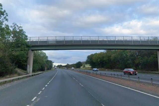 The rock was hurled from a bridge crossing the A1.