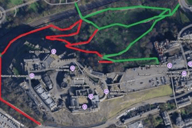 A map displaying open and closed parts of the path network around Castle Hill as of May 1.