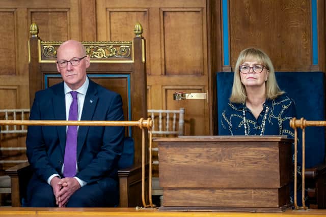 First Minister John Swinney, alongside High Commissioner Lady Elish Angiolini at the General Assembly of the Church of Scotland