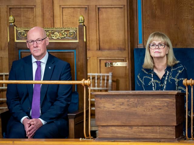 First Minister John Swinney, alongside High Commissioner Lady Elish Angiolini at the General Assembly of the Church of Scotland
