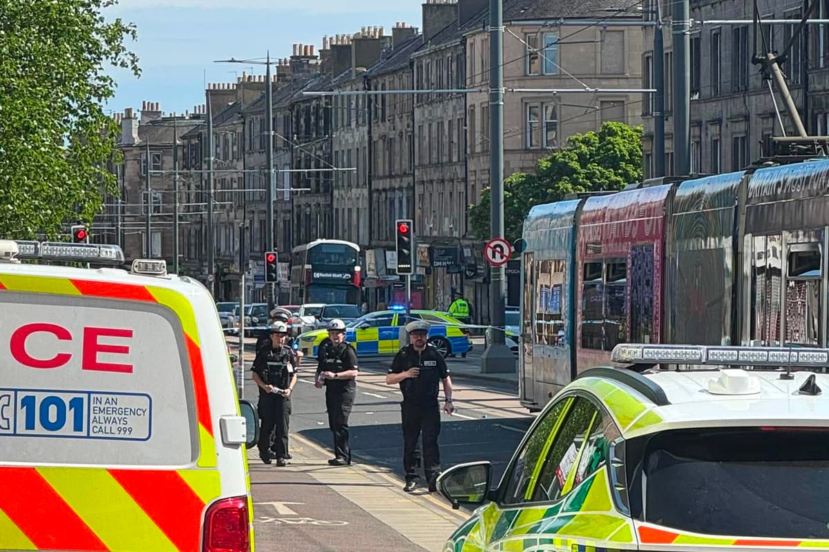 Edinburgh tram hits pedestrian closing large section of major road Leith ...