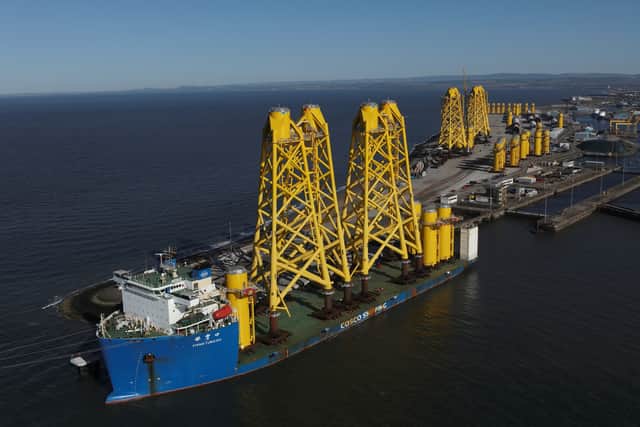 The delivery of the Inch Cape components into the Port of Leith earlier this year.