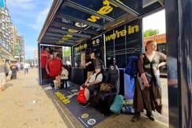 A bus stop on Princes Street has been transformed into a dug out ahead of the World Cup