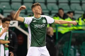 Former Hibs youngster Ethan Laidlaw has signed for Falkirk for an undisclosed fee from Brentford.