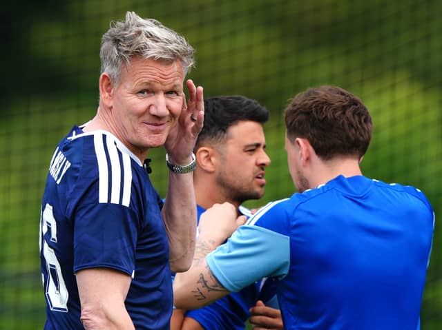 Gordon Ramsay made an appearance at a Scotland training session at the Revolution Training Centre in Foxborough, Massachusetts.