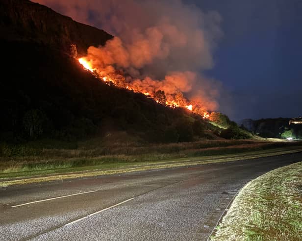 The fire at Salisbury Crags in Holyrood Park overnight 