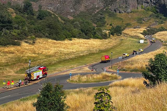 Two fire appliances remain at the scene on Tuesday morning