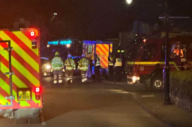 Several ambulances were pictured outside the house