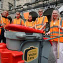 Jane Meagher with a street sweeping team at the City Chambers