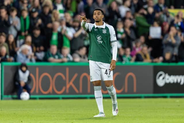 Hibs' Azeem Abdulai during a UEFA Conference League Second Qualifying Round Second Leg match between Hibernian and KF Malisheva