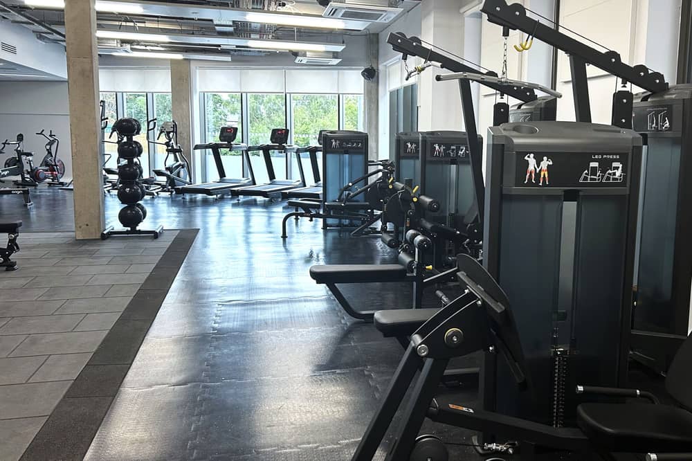 The new Liberton High School gym, a fully equipped fitness studio complete with modern exercise machines, squat racks, free-weight areas and stretching spaces.