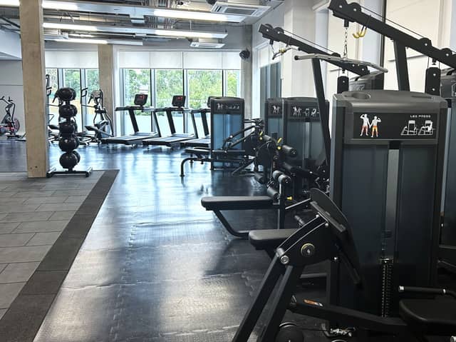 The new Liberton High School gym, a fully equipped fitness studio complete with modern exercise machines, squat racks, free-weight areas and stretching spaces.