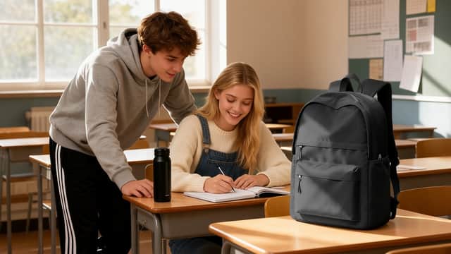 Black VECAVE school backpack with multiple compartments and laptop storage