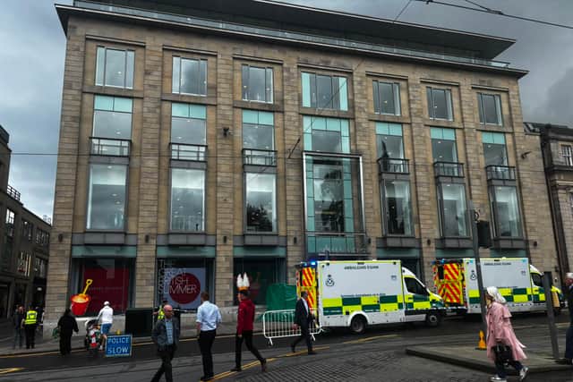 Emergency services are on the scene of an ongoing incident outside Harvey Nichols in St Andrew Square