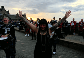 The performers wished Noemi happy birthday in true Scottish style