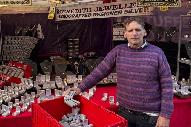 Douglas Copland who runs Meredith Jewellery stall at the market in Edinburgh city centre.