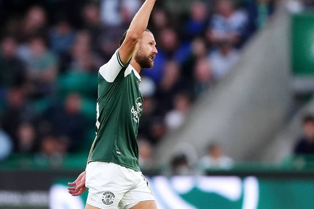 Martin Boyle celebrates a goal for Hibernian