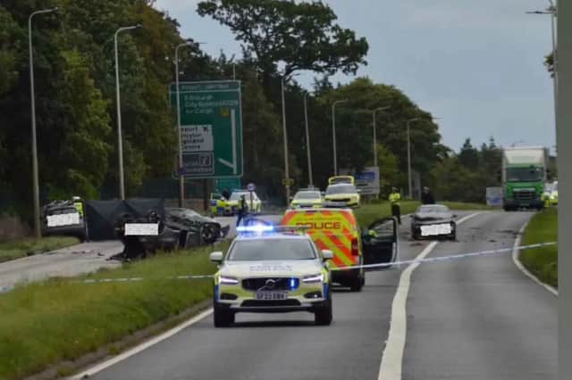 A serious car crash on the A8 has closed both lanes.
