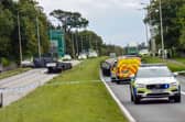 The scene on the A8 this morning following the multi-vehicle crash.