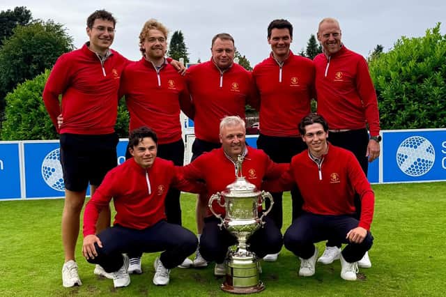 Lothians celebrate winning the Scottish Area Team Championship for a record 16th time at Largs