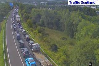 Long queues were forming on roads surrounding the A8, including the sliproad from the M9.