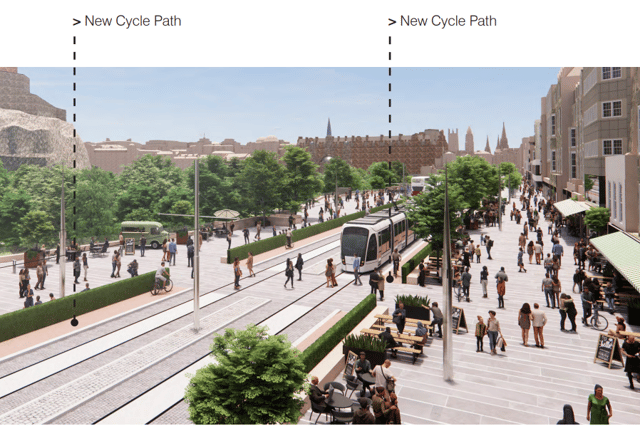 Richard Murphy's vision for Princes Street includes one lane in each direction for trams and buses
