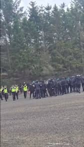 Police confronted the ultras outside McDiarmid Park, Perth.
