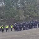 Police confronted the ultras outside McDiarmid Park, Perth.