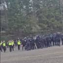 Police confronted the ultras outside McDiarmid Park, Perth.