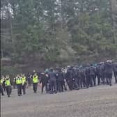 Police confronted the ultras outside McDiarmid Park, Perth.