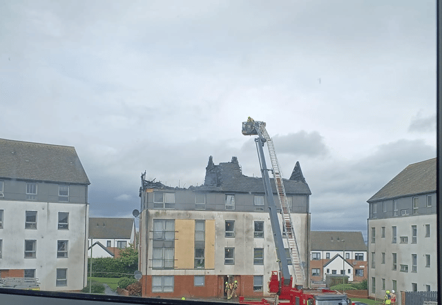 Six fire appliances and a high reach vehicle are on scene