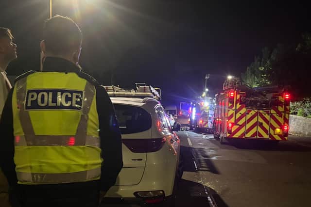 Police and the fire service at the scene on Wotherspoon Crescent in Armadale on Saturday night.