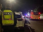 Police and the fire service at the scene on Wotherspoon Crescent in Armadale on Saturday night.