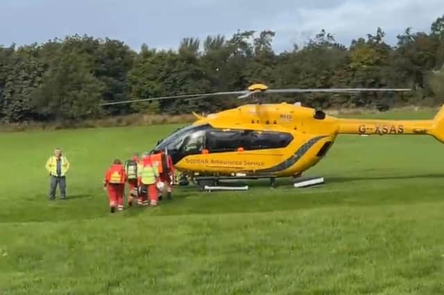 This air ambulance was spotted landing at nearby Bathville Park at around 1pm.
