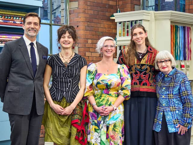 Emma Morwood (middle) alongside fellow finalists Anna (left), Beth (right), and judges Patrick Grant and Esme Young
