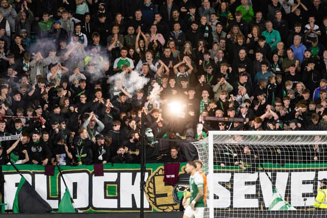 Block Seven have been banned for Hibs' next three matches.
