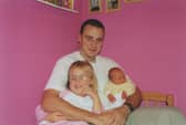 Young dad Scott Arthur in 2003 with Ruth, 5, and baby Ben