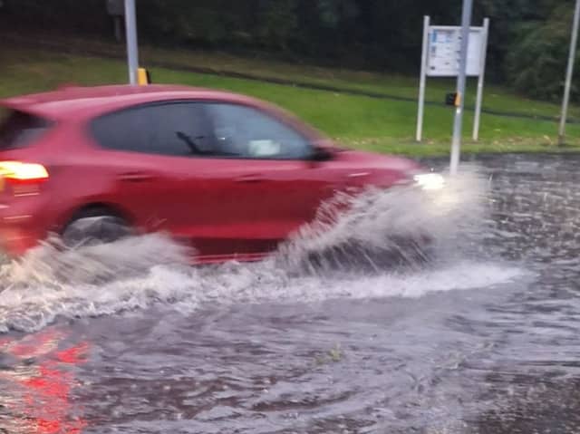 Kirstie Cooper shared this image of a car braving a huge puddle in Whitecraig in East Lothian.