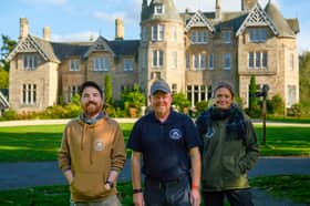 Midlothian Countryside Rangers Andrew Todd, Alan Krumholds and Jo Cooke at Vogrie House.