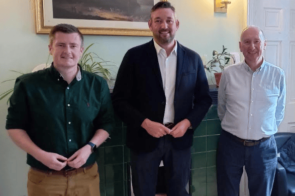 Miles Briggs at Penumbra's Edinburgh Crisis Centre with Shaun Macaulay-Davidson, left, and chief executive Mike Burns, right.