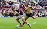 Winger won a penalty for Hearts in the first half.