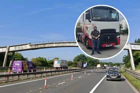 The rock cracked the windscreen when it hit the lorry