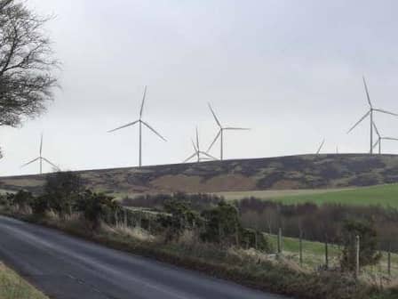 Artist impression of wind turbines at Newland Hill, near Gifford