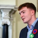 Scottish swimmer Archie Goodburn at Downing Street (Hannah Mckay/PA)