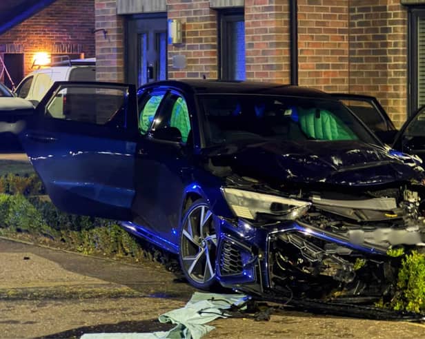 The damage to one of the vehicles 