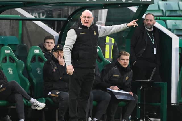 John McGlynn on the touchline at Easter Road