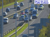 The A720 is restricted westbound at Calder junction due to a road traffic incident