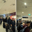 Long queues were seen at Edinburgh Airport after a "short outage" of the departure baggage system.