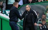 Celtic Manager Martin O'Neill (R) and Hearts Head Coach Wouter Vrancken 